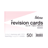 Silvine Tinted Revision Cards 6mm Ruled 152x102mm 50 Cards Pink